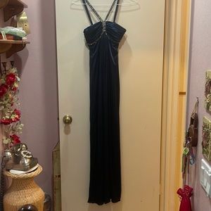 Navy blue prom dress with beading size 3